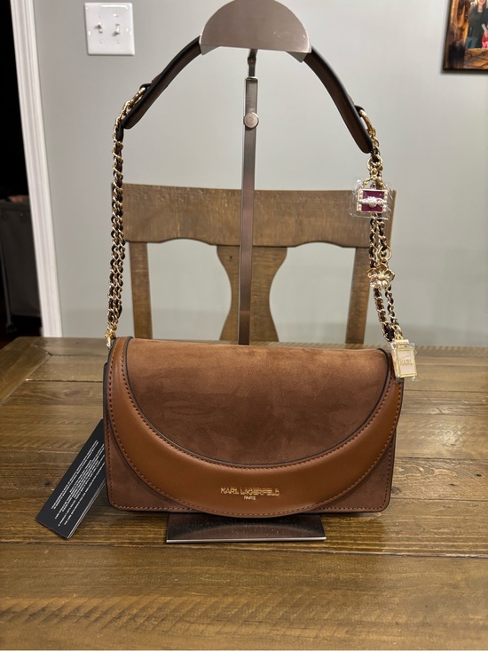 Karl Lagerfeld Handbags - Karl Lagerfeld Brown Shoulder Bag with Charm Detail